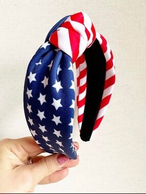 USA Flag Knot Headband - Patriotic Red, White & Blue